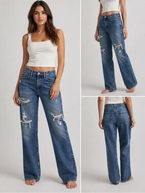 Favorite Daughter The Tommy Boston Low Slung Straight Jeans Distressed 22 New